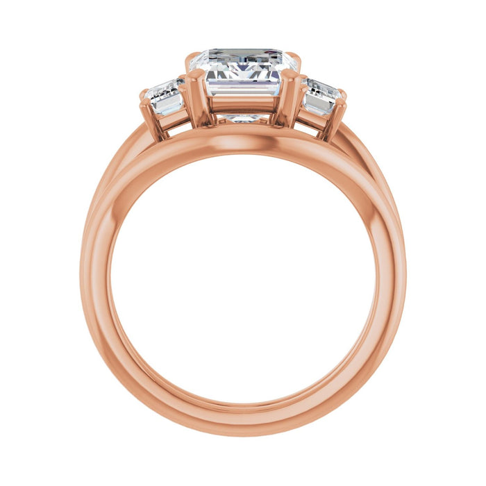 14K Rose Gold 9x7 mm Emerald 5/8 CTW Lab-Grown Semi-Set Engagement Ring