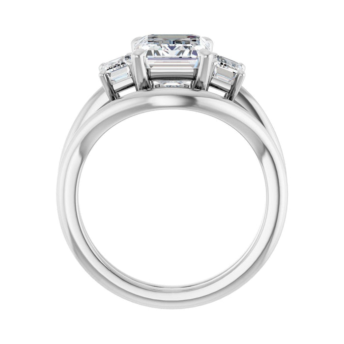 14K White Gold 9x7 mm Emerald 5/8 CTW Lab-Grown Semi-Set Engagement Ring