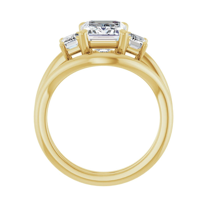 14K Yellow Gold 9x7 mm Emerald 5/8 CTW Lab-Grown Semi-Set Engagement Ring