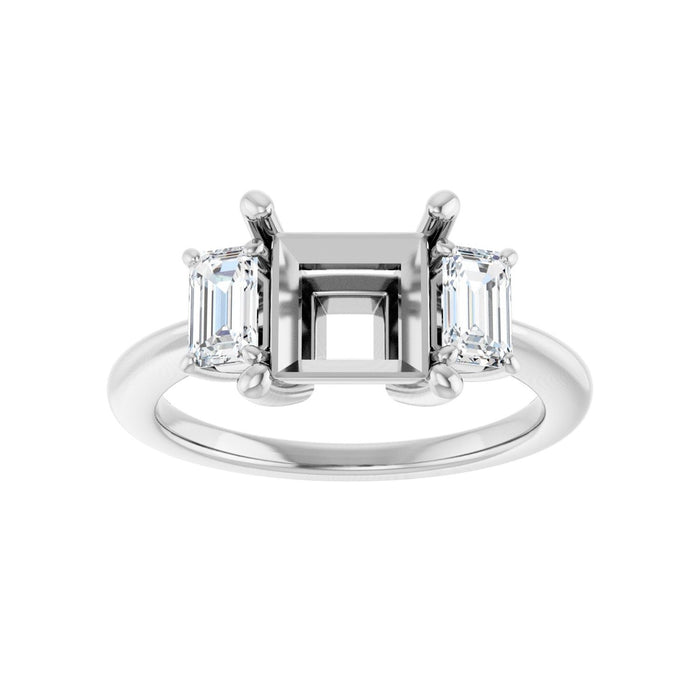 14K White Gold 7x7 mm Square 3/4 CTW Lab-Grown Semi-Set Engagement Ring