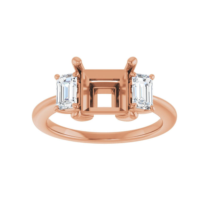 14K Rose Gold 7x7 mm Square 3/4 CTW Lab-Grown Semi-Set Engagement Ring