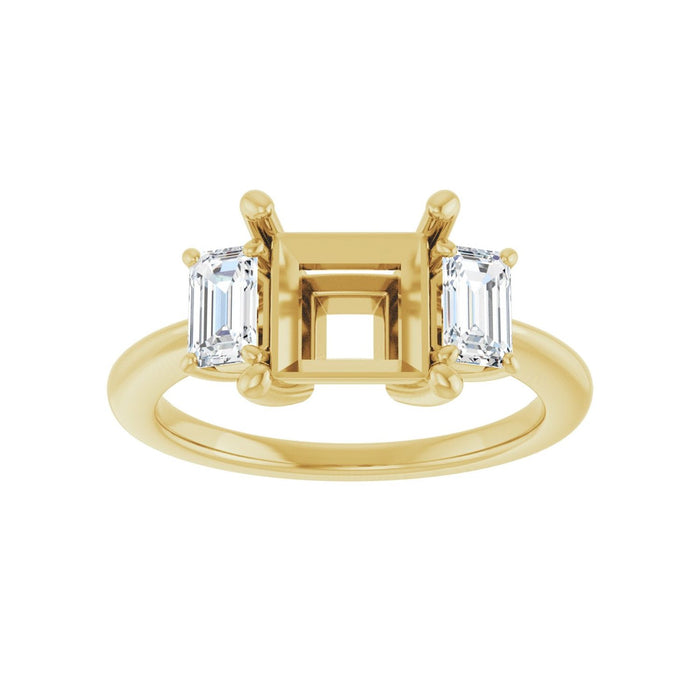 14K Yellow Gold 7x7 mm Square 3/4 CTW Lab-Grown Semi-Set Engagement Ring