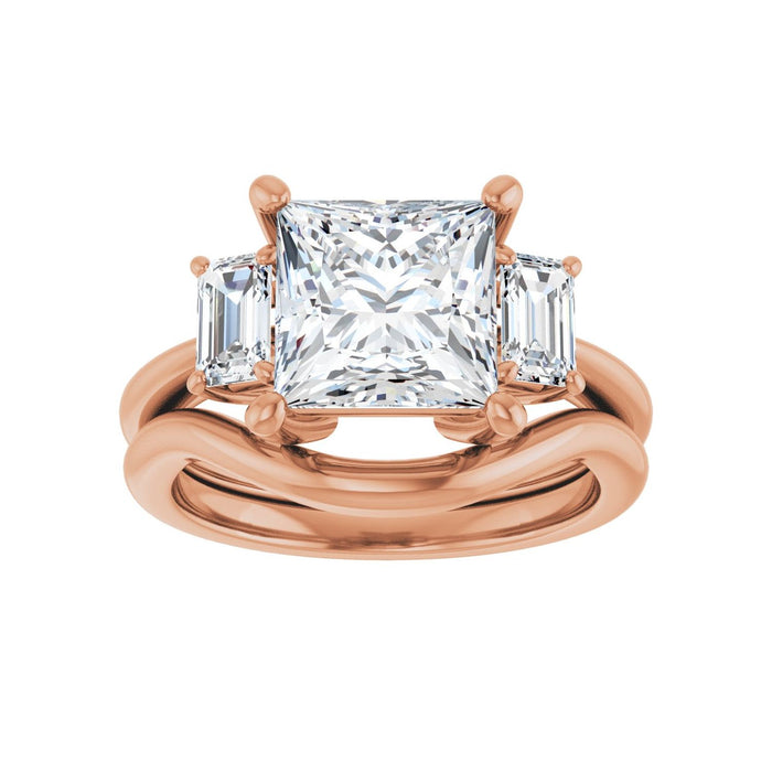 14K Rose Gold 8x8 mm Square 3/4 CTW Lab-Grown Semi-Set Engagement Ring