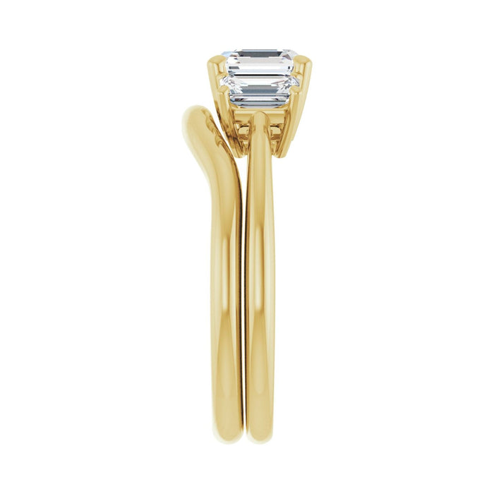 14K Yellow Gold 6x6 mm Asscher 3/4 CTW Lab-Grown Semi-Set Engagement Ring