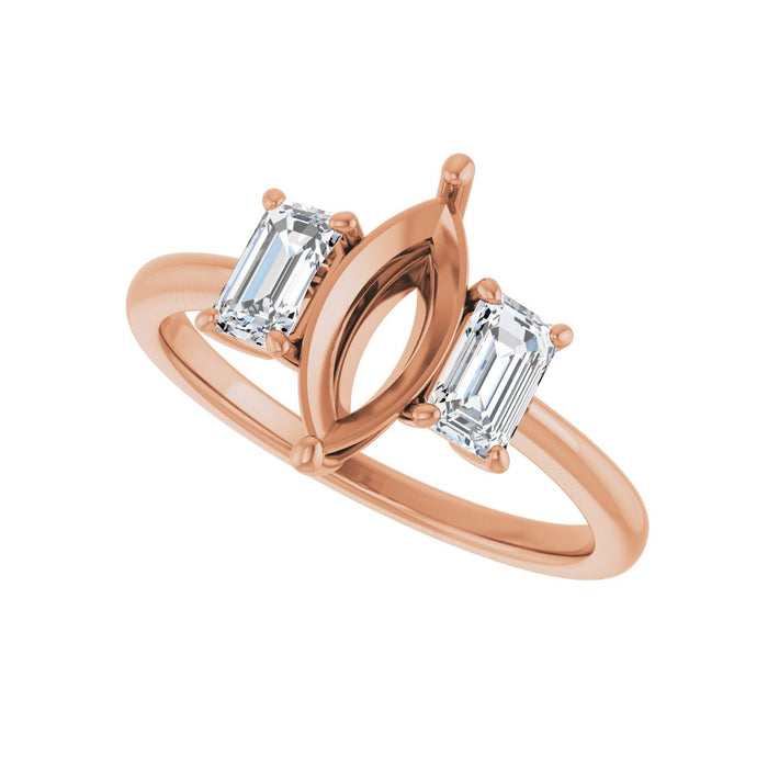 14K Rose Gold 10x5 mm Marquise 3/4 CTW Lab-Grown Semi-Set Engagement Ring