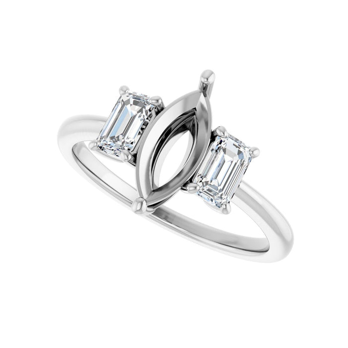 14K White Gold 10x5 mm Marquise 3/4 CTW Lab-Grown Semi-Set Engagement Ring