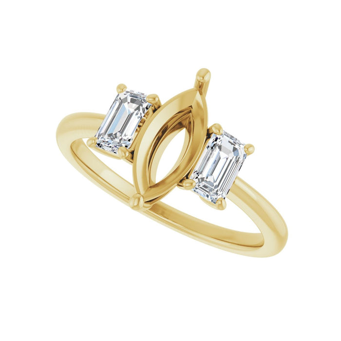 14K Yellow Gold 10x5 mm Marquise 3/4 CTW Lab-Grown Semi-Set Engagement Ring
