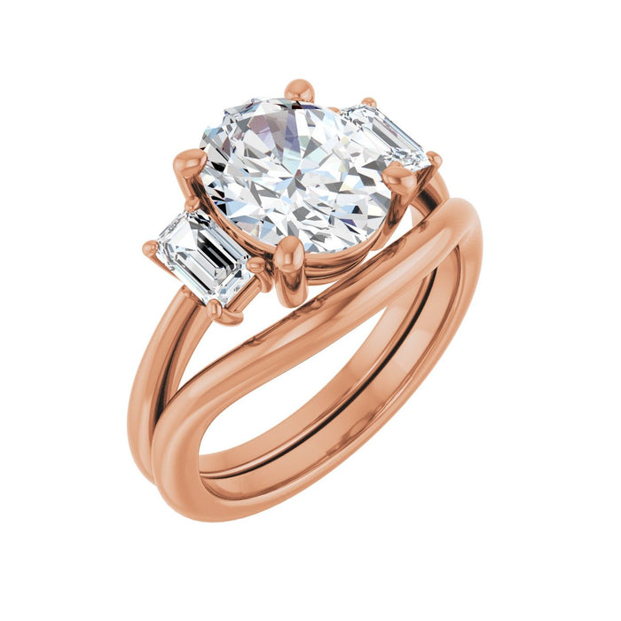 14K Rose Gold 10x8 mm Oval 3/4 CTW Lab-Grown Semi-Set Engagement Ring