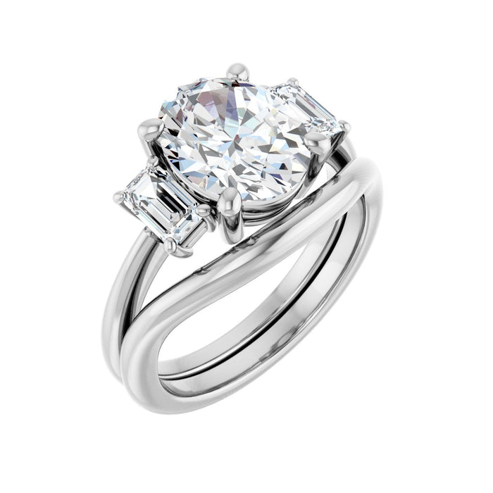 14K White Gold 10x8 mm Oval 3/4 CTW Lab-Grown Semi-Set Engagement Ring