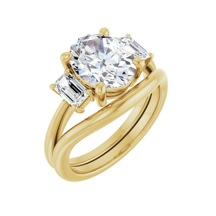 14K Yellow Gold 10x8 mm Oval 3/4 CTW Lab-Grown Semi-Set Engagement Ring