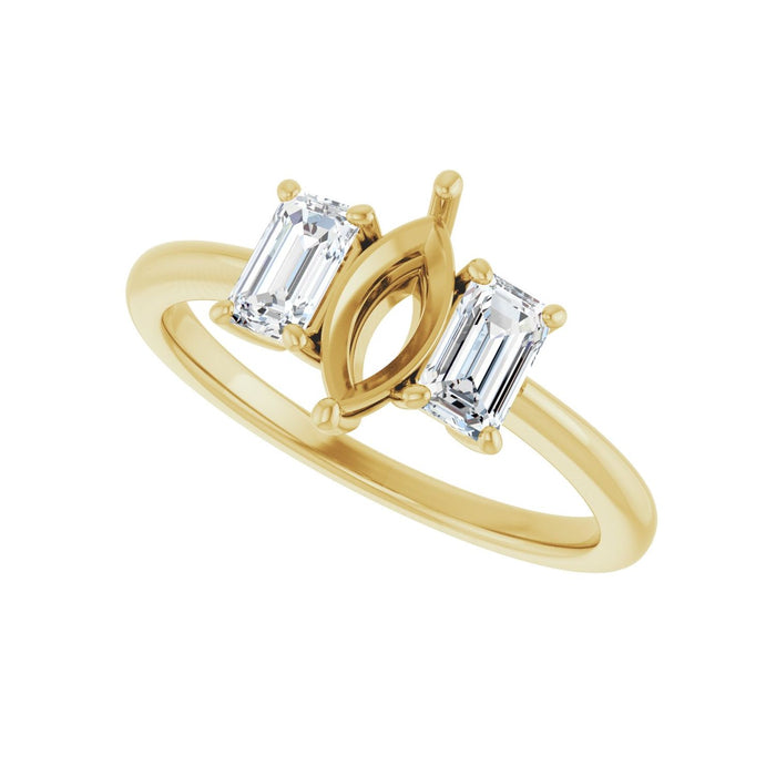 14K Yellow Gold 8x4 mm Marquise 3/4 CTW Lab-Grown Semi-Set Engagement Ring