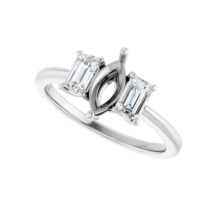 14K White Gold 8x4 mm Marquise 3/4 CTW Lab-Grown Semi-Set Engagement Ring