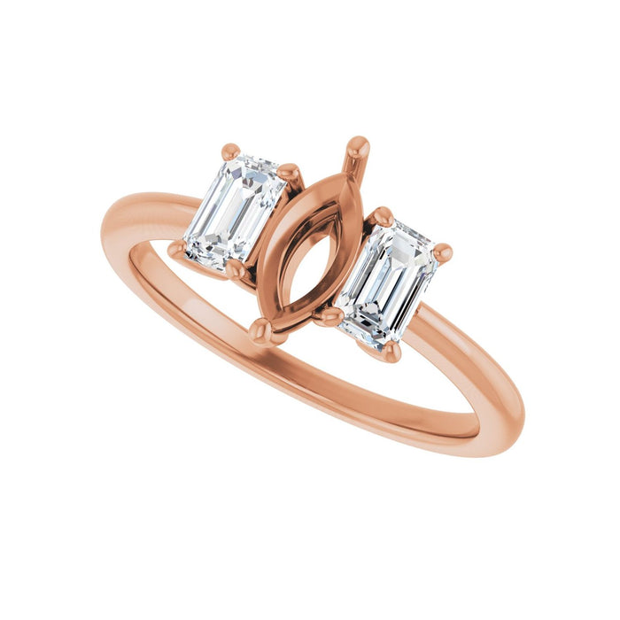 14K Rose Gold 8x4 mm Marquise 3/4 CTW Lab-Grown Semi-Set Engagement Ring