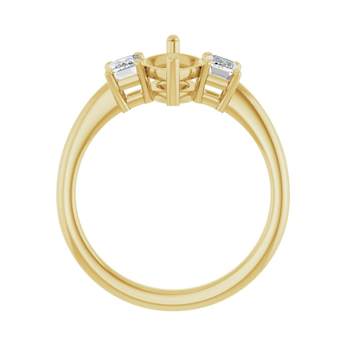 14K Yellow Gold 12x6 mm Marquise 3/4 CTW Lab-Grown Semi-Set Engagement Ring