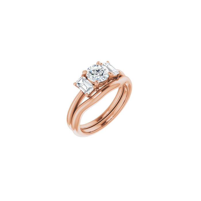 14K Rose Gold 5.8 mm Round 3/4 CTW Lab-Grown Semi-Set Engagement Ring