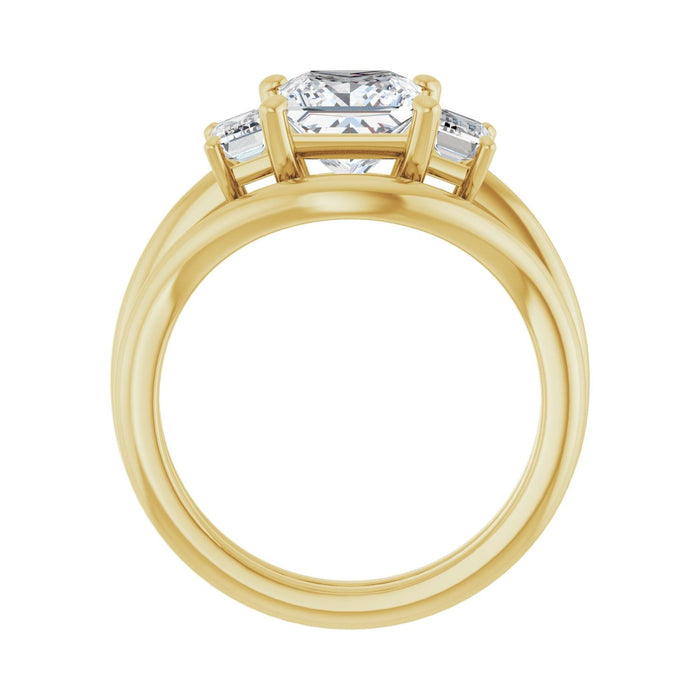 14K Yellow Gold 6.5x6.5 mm Square 3/4 CTW Lab-Grown Semi-Set Engagement Ring