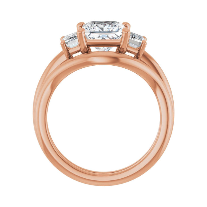 14K Rose Gold 6.5x6.5 mm Square 3/4 CTW Lab-Grown Semi-Set Engagement Ring