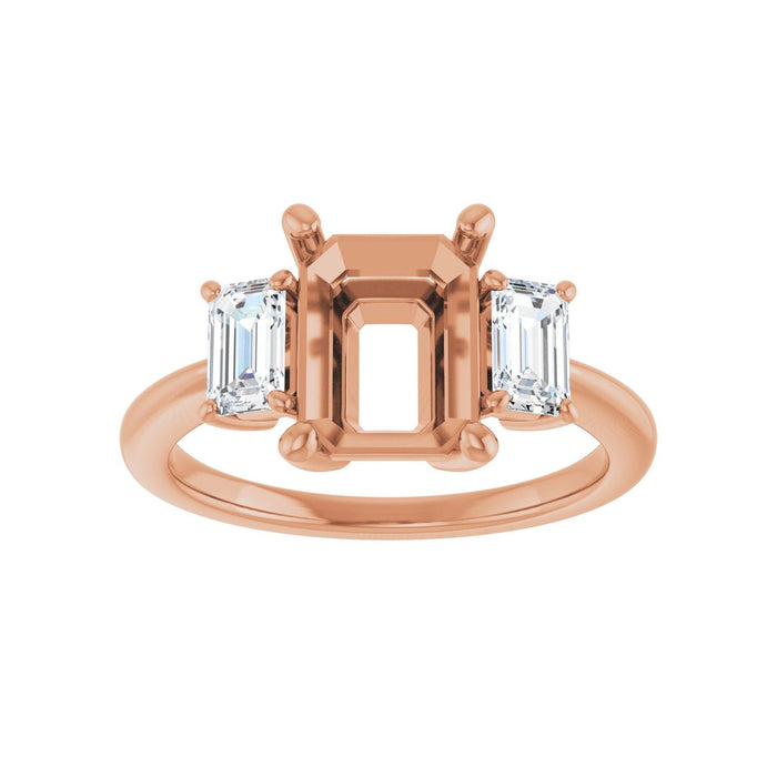 14K Rose Gold 9x7 mm Emerald 5/8 CTW Lab-Grown Semi-Set Engagement Ring