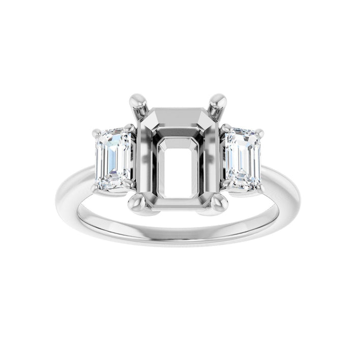 14K White Gold 9x7 mm Emerald 5/8 CTW Lab-Grown Semi-Set Engagement Ring