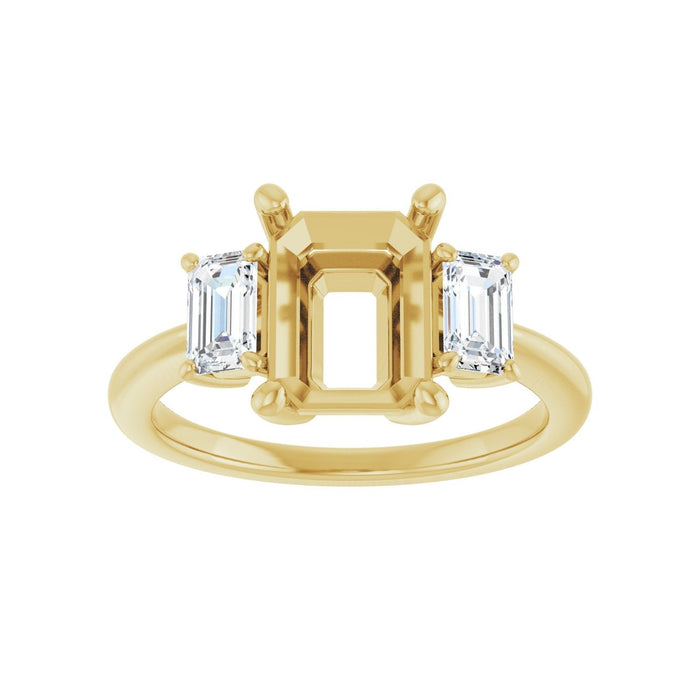 14K Yellow Gold 9x7 mm Emerald 5/8 CTW Lab-Grown Semi-Set Engagement Ring