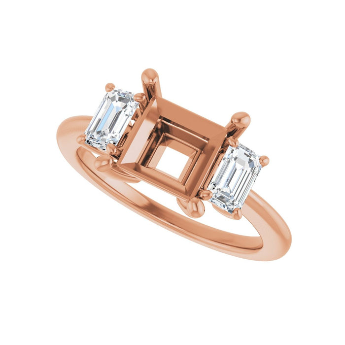 14K Rose Gold 7x7 mm Square 3/4 CTW Lab-Grown Semi-Set Engagement Ring