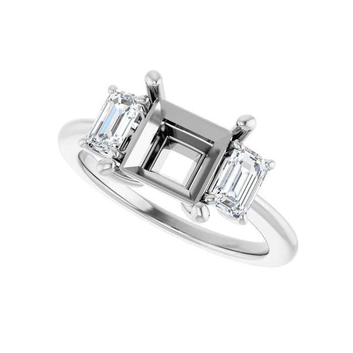 Platinum 7x7 mm Square 3/4 CTW Lab-Grown Semi-Set Engagement Ring