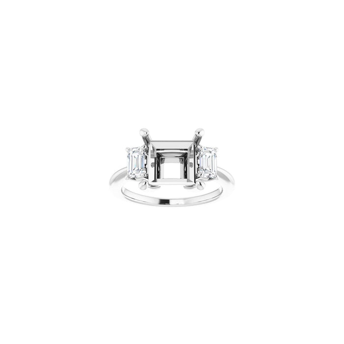 Platinum 8x8 mm Square 3/4 CTW Lab-Grown Semi-Set Engagement Ring
