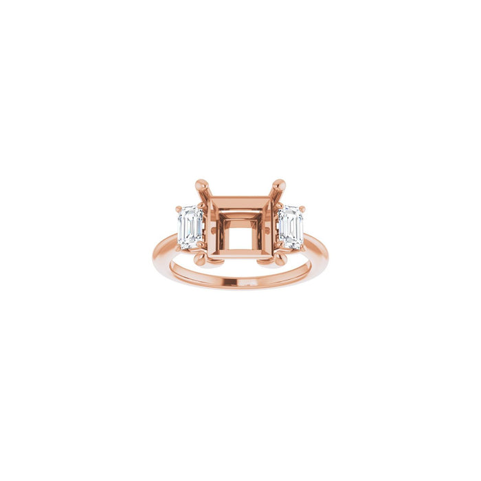 14K Rose Gold 8x8 mm Square 3/4 CTW Lab-Grown Semi-Set Engagement Ring