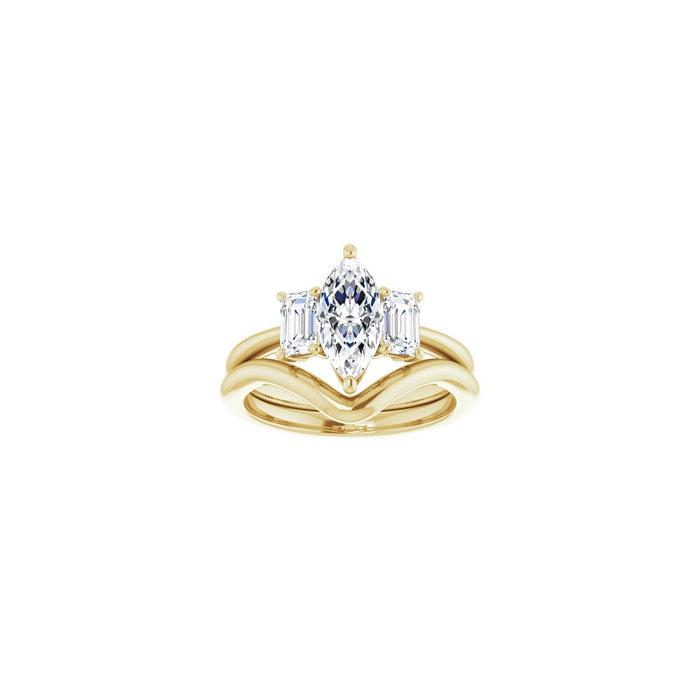 14K Yellow Gold 10x5 mm Marquise 3/4 CTW Lab-Grown Semi-Set Engagement Ring