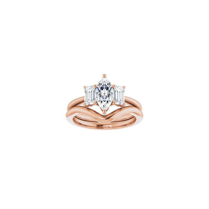 14K Rose Gold 9x4.5 mm Marquise 3/4 CTW Lab-Grown Semi-Set Engagement Ring