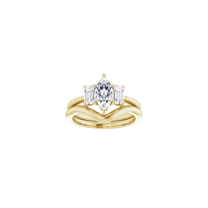 14K Yellow Gold 9x4.5 mm Marquise 3/4 CTW Lab-Grown Semi-Set Engagement Ring