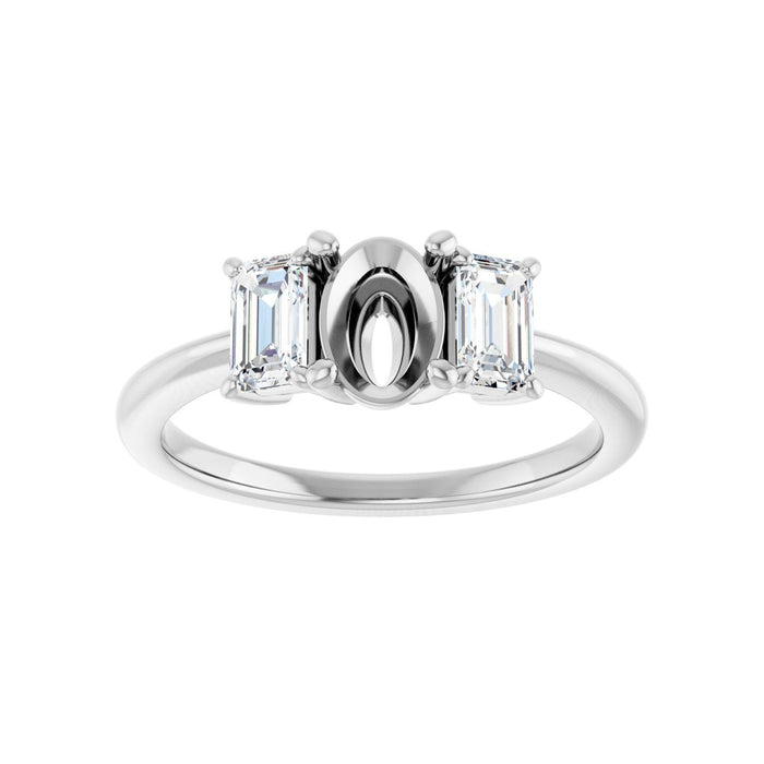 Platinum 7x5 mm Oval 3/4 CTW Lab-Grown Semi-Set Engagement Ring