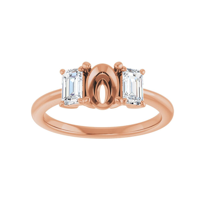 14K Rose Gold 7x5 mm Oval 3/4 CTW Lab-Grown Semi-Set Engagement Ring