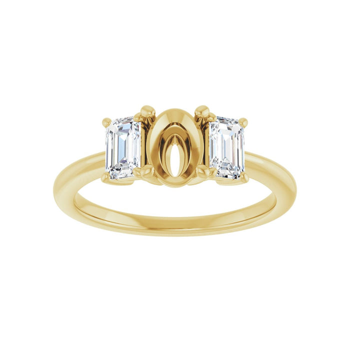 14K Yellow Gold 7x5 mm Oval 3/4 CTW Lab-Grown Semi-Set Engagement Ring