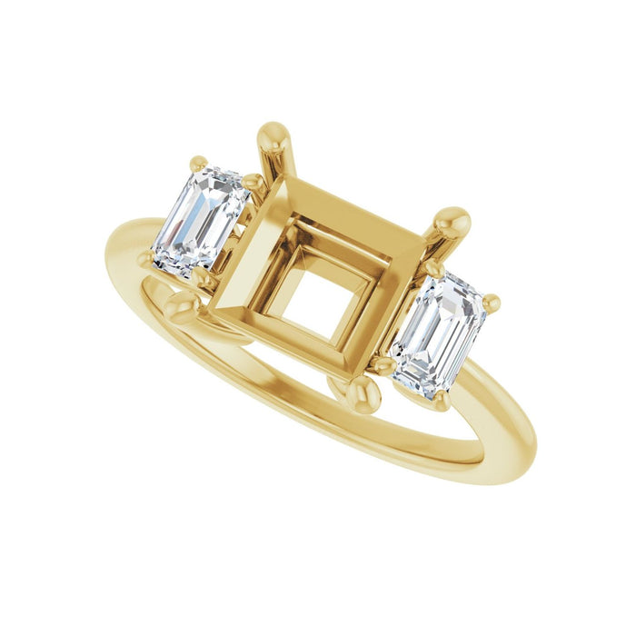 14K Yellow Gold 7.5x7.5 mm Square 3/4 CTW Lab-Grown Semi-Set Engagement Ring