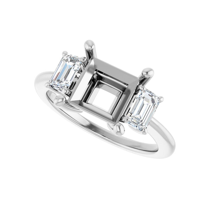 14K White Gold 7.5x75 mm Square 3/4 CTW Lab-Grown Semi-Set Engagement Ring