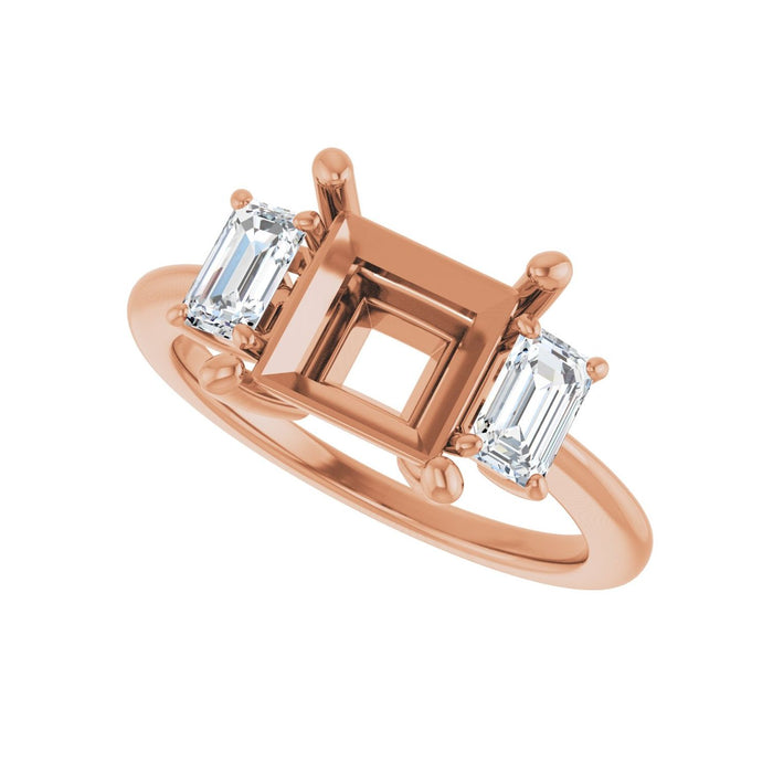 14K Rose Gold 7.5x7.5 mm Square 3/4 CTW Lab-Grown Semi-Set Engagement Ring