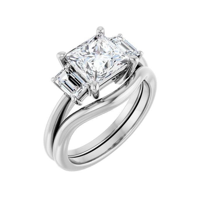 Platinum 7x7 mm Square 3/4 CTW Lab-Grown Semi-Set Engagement Ring