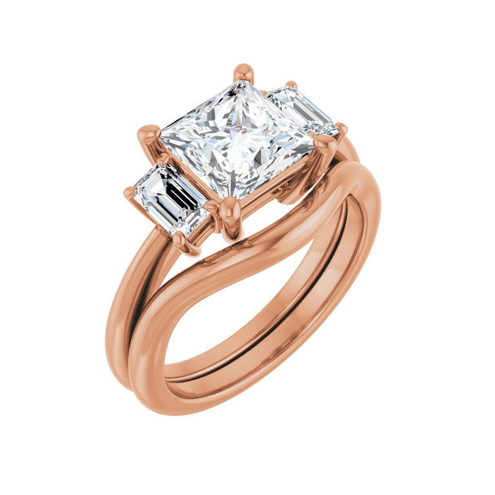 14K Rose Gold 7x7 mm Square 3/4 CTW Lab-Grown Semi-Set Engagement Ring