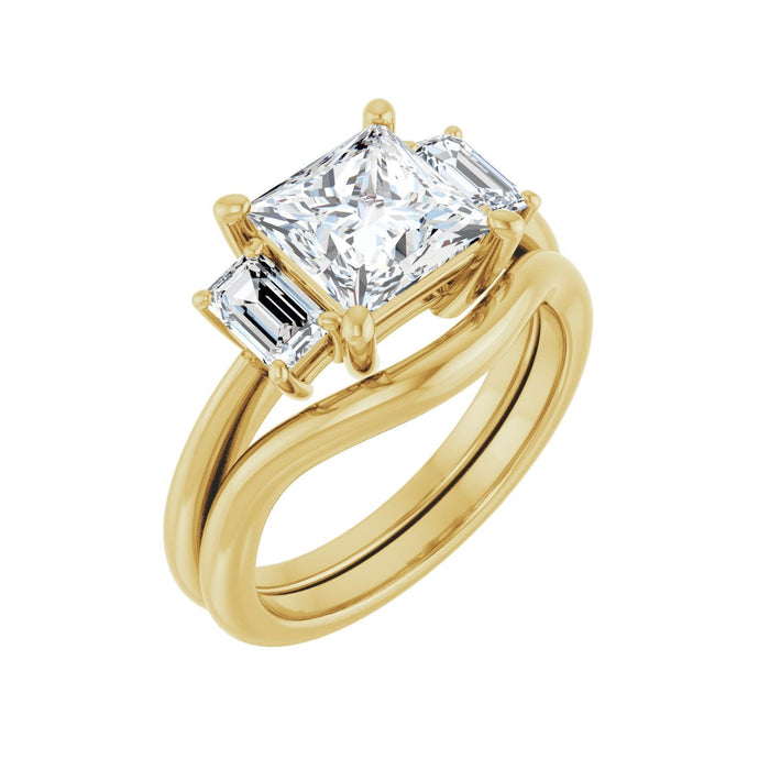 14K Yellow Gold 7x7 mm Square 3/4 CTW Lab-Grown Semi-Set Engagement Ring