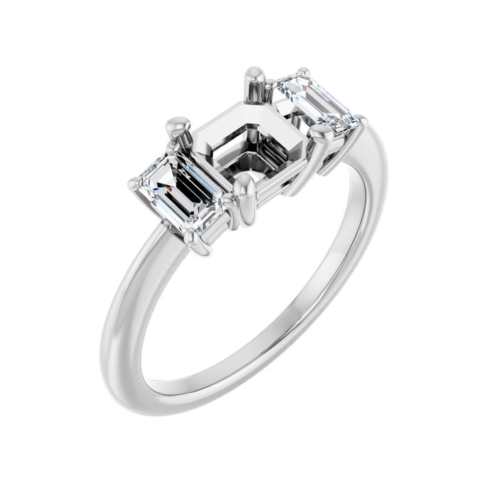14K White Gold 6x6 mm Asscher 3/4 CTW Lab-Grown Semi-Set Engagement Ring