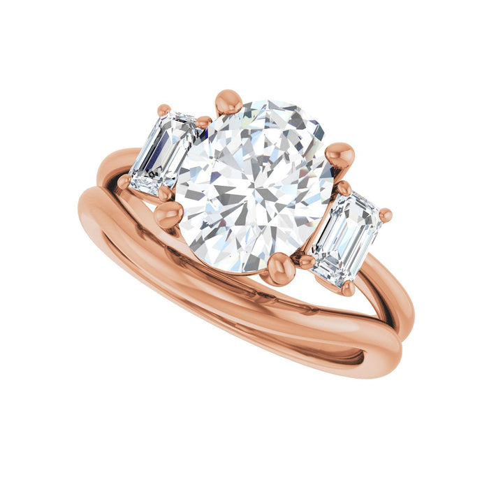 14K Rose Gold 10x8 mm Oval 3/4 CTW Lab-Grown Semi-Set Engagement Ring
