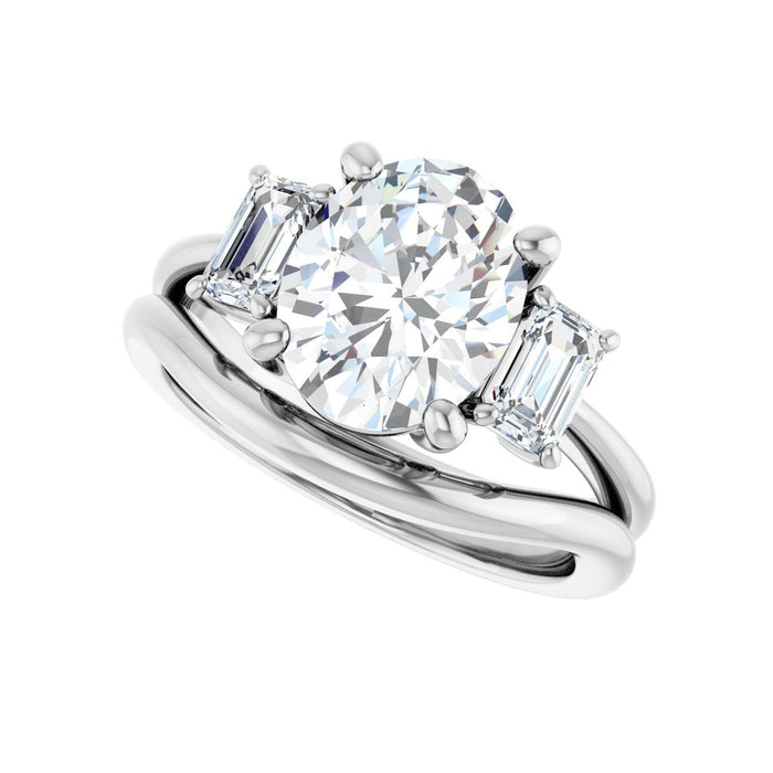 14K White Gold 10x8 mm Oval 3/4 CTW Lab-Grown Semi-Set Engagement Ring