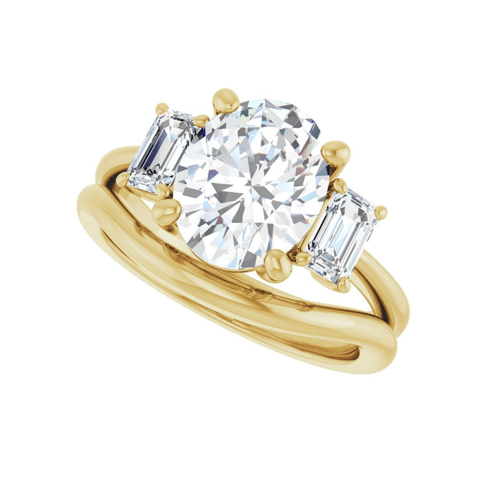 14K Yellow Gold 10x8 mm Oval 3/4 CTW Lab-Grown Semi-Set Engagement Ring