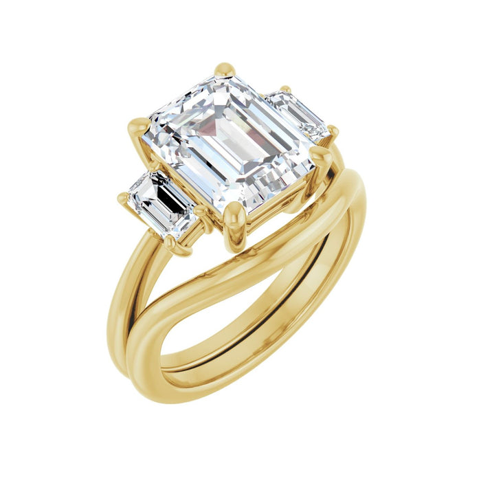 14K Yellow Gold 10x8 mm Emerald 5/8 CTW Lab-Grown Semi-Set Engagement Ring