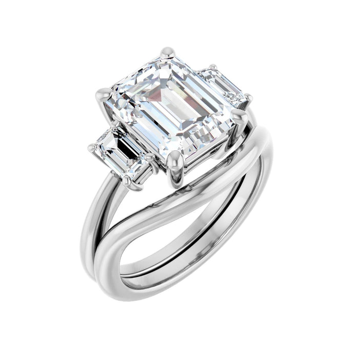 Platinum 10x8 mm Emerald 5/8 CTW Lab-Grown Semi-Set Engagement Ring