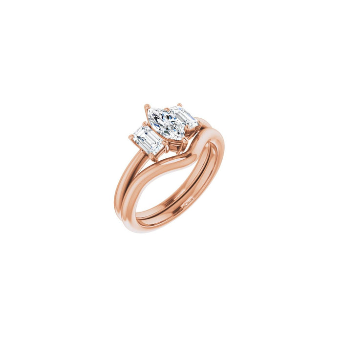 14K Rose Gold 8x4 mm Marquise 3/4 CTW Lab-Grown Semi-Set Engagement Ring