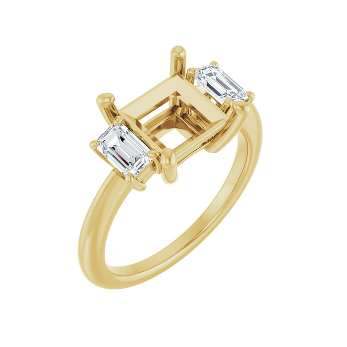 14K Yellow Gold 7.5x7.5 mm Square 3/4 CTW Lab-Grown Semi-Set Engagement Ring