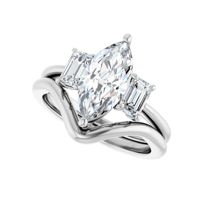 14K White Gold 12x6 mm Marquise 3/4 CTW Lab-Grown Semi-Set Engagement Ring