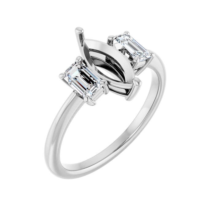 Platinum 10x5 mm Marquise 3/4 CTW Lab-Grown Semi-Set Engagement Ring